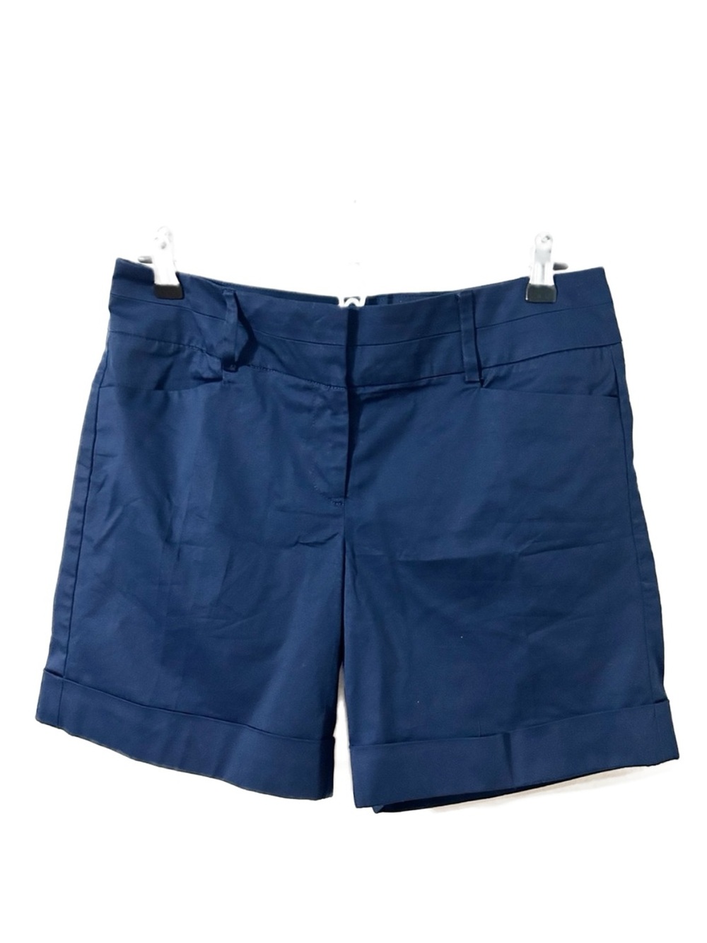 NWT New York & Company Navy Blue Cuffed Stretch Chino Shorts Size 6